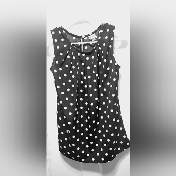 Merona Black and White Polka Dot Vintage Women Top. 🌴 - Picture 2 of 6